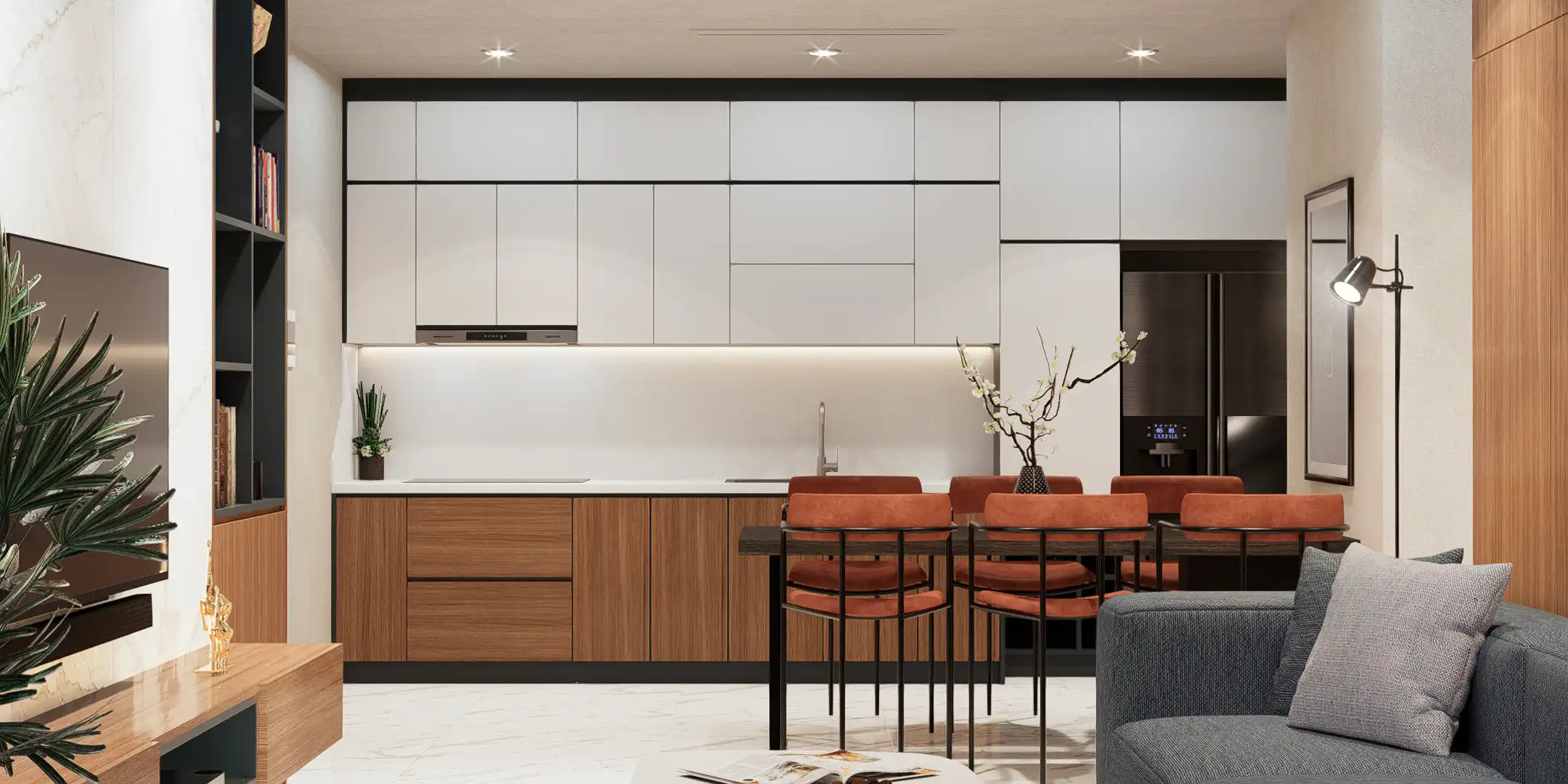 Renderização Living e Gourmet