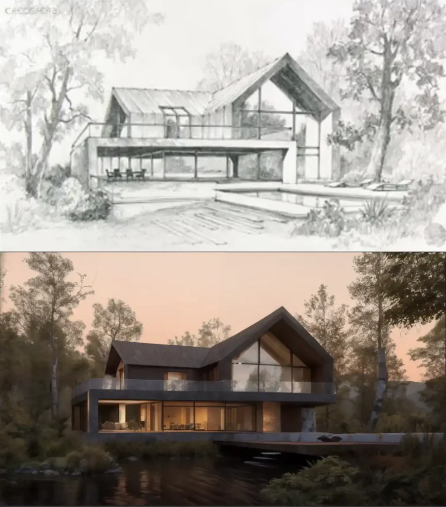 Imagem rascunho como base para renderização foto realista