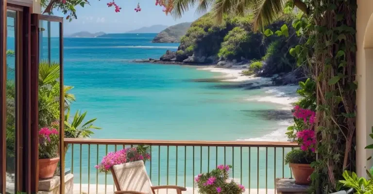 Pergolado bougainville com vista para o mar