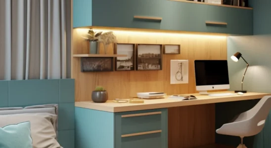 combinações com cores ciano e madeira