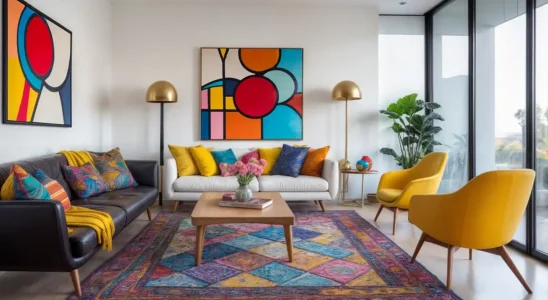 Arte nas Paredes - Quadros coloridos na sala