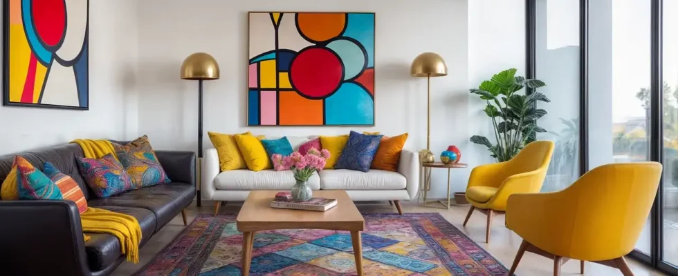 Arte nas Paredes - Quadros coloridos na sala