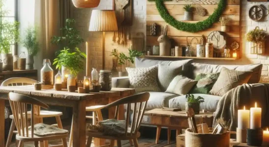 casa de temporada com sala de estar decorada