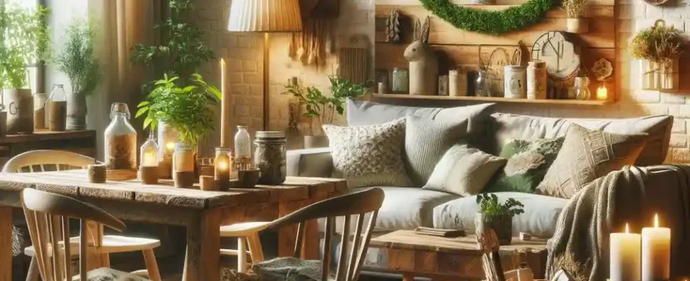 casa de temporada com sala de estar decorada