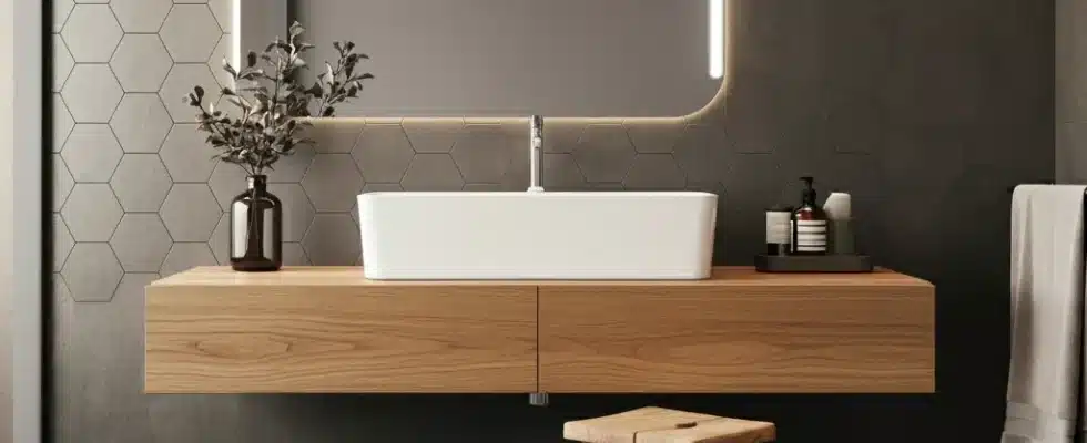 Revestimentos Hexagonais no banheiro