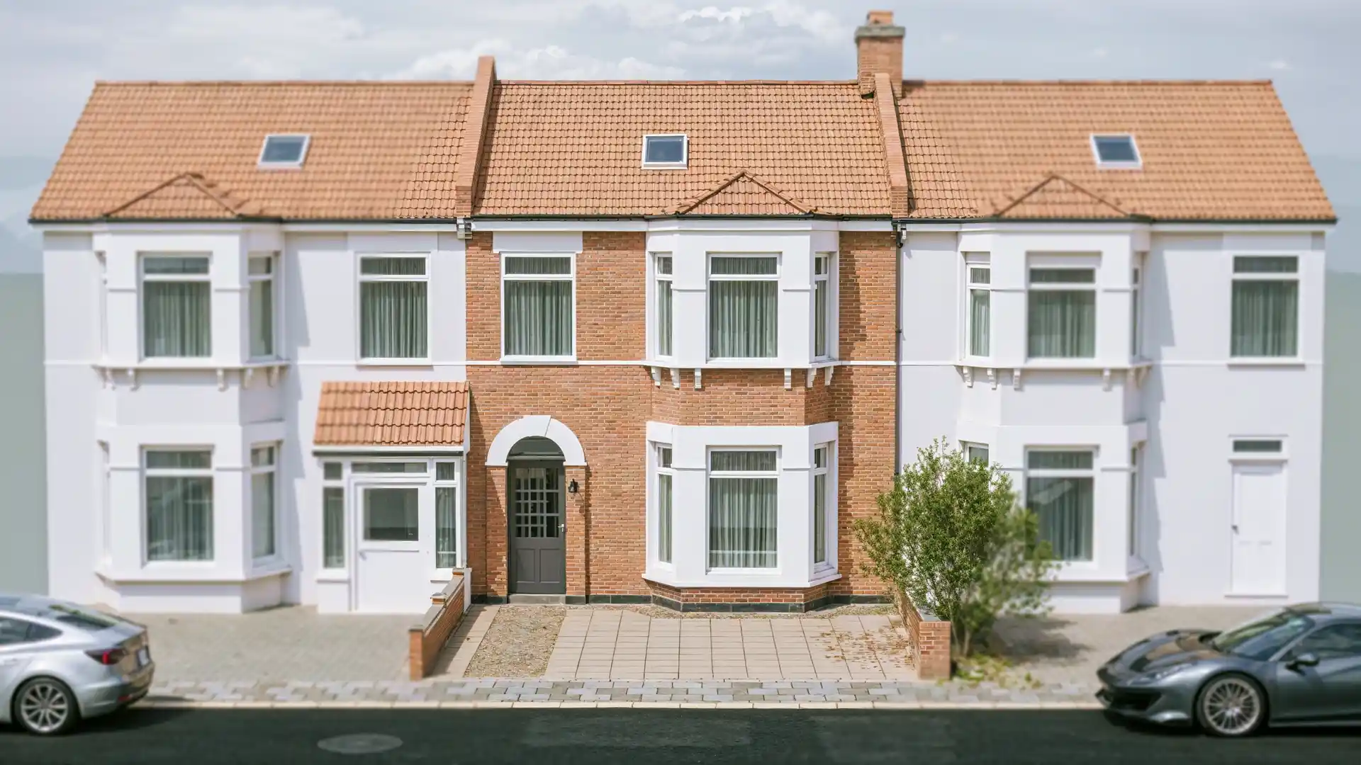 Perspectiva Fachada Frontal - Projeto Meath Road - UK | FirstScale/ MM Planning & Architecture