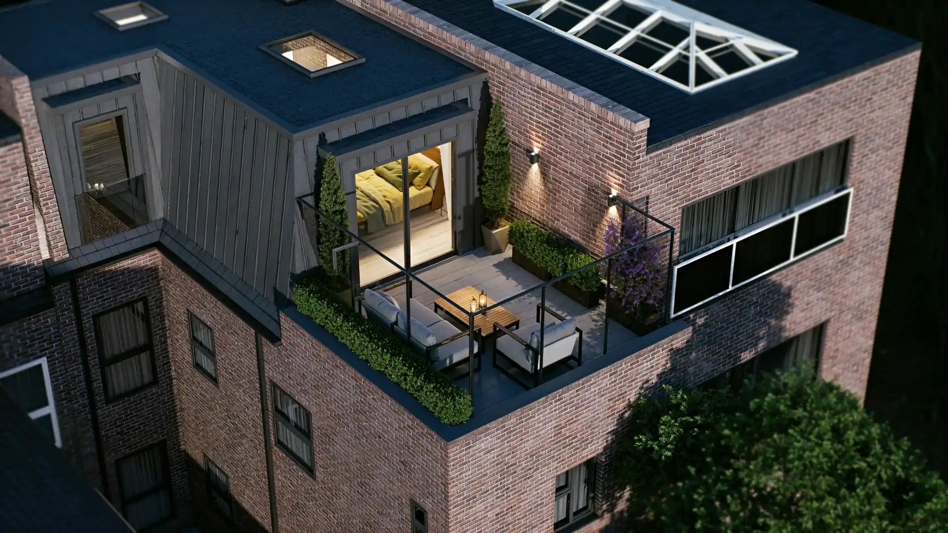 Perspectiva Rooftop - Projeto SW18 - UK | FirstScale/ MM Planning & Architecture