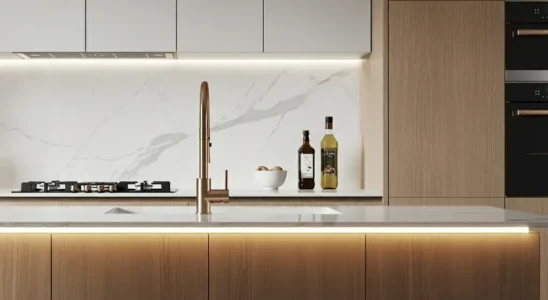 Mármore Calacata branco em cozinha