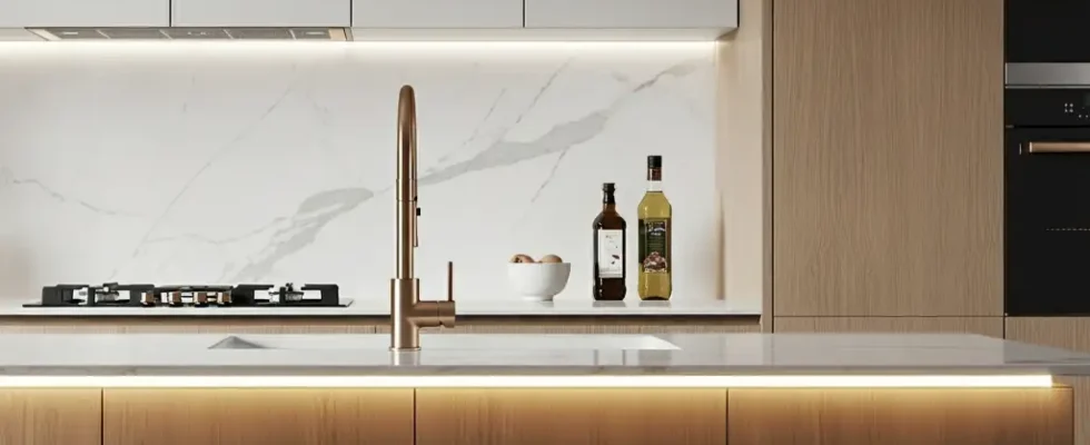 Mármore Calacata branco em cozinha