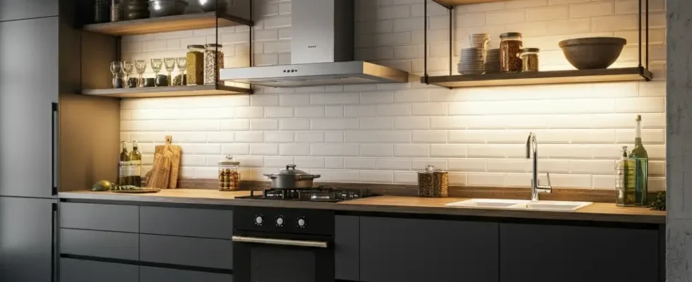 Prateleiras Industriais em cozinha