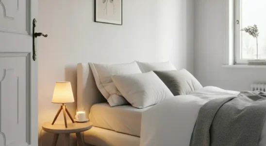 Abajur de mesa em quarto de casal