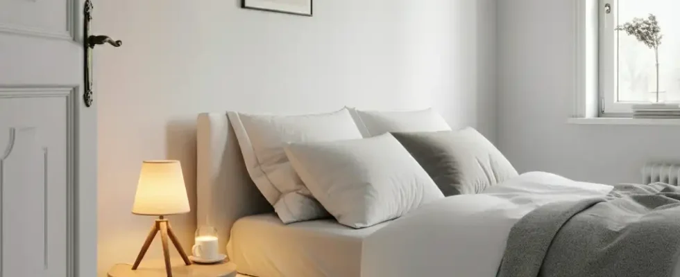 Abajur de mesa em quarto de casal