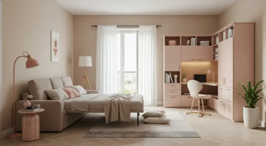 Móveis multifuncionais em espaço pequeno