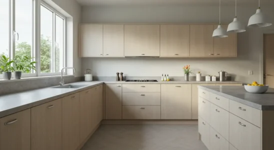 cozinha americana em tons claros