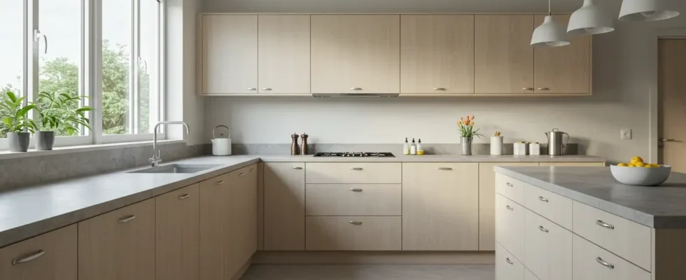 cozinha americana em tons claros