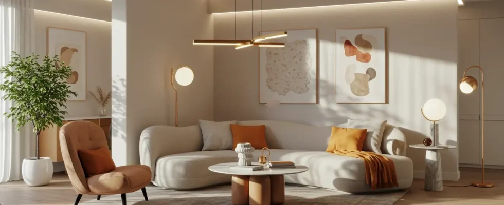 sofá arredondado e cor terracota - tendências de decoração 2025